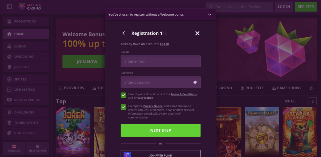 Aperçu du casino Malina 2025